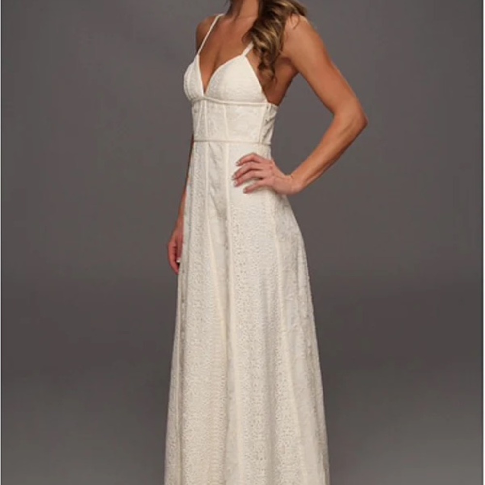 BCBG Ivory Backless Maxi Dress